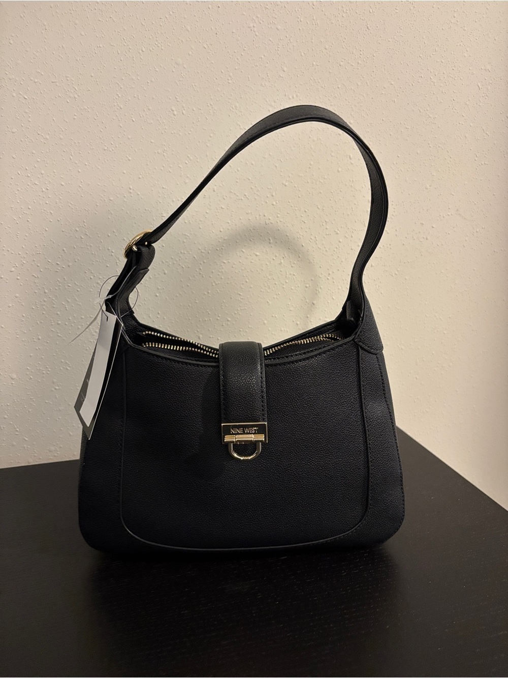 Nine West Black Shoulder Bag with Gold Accent - NWT